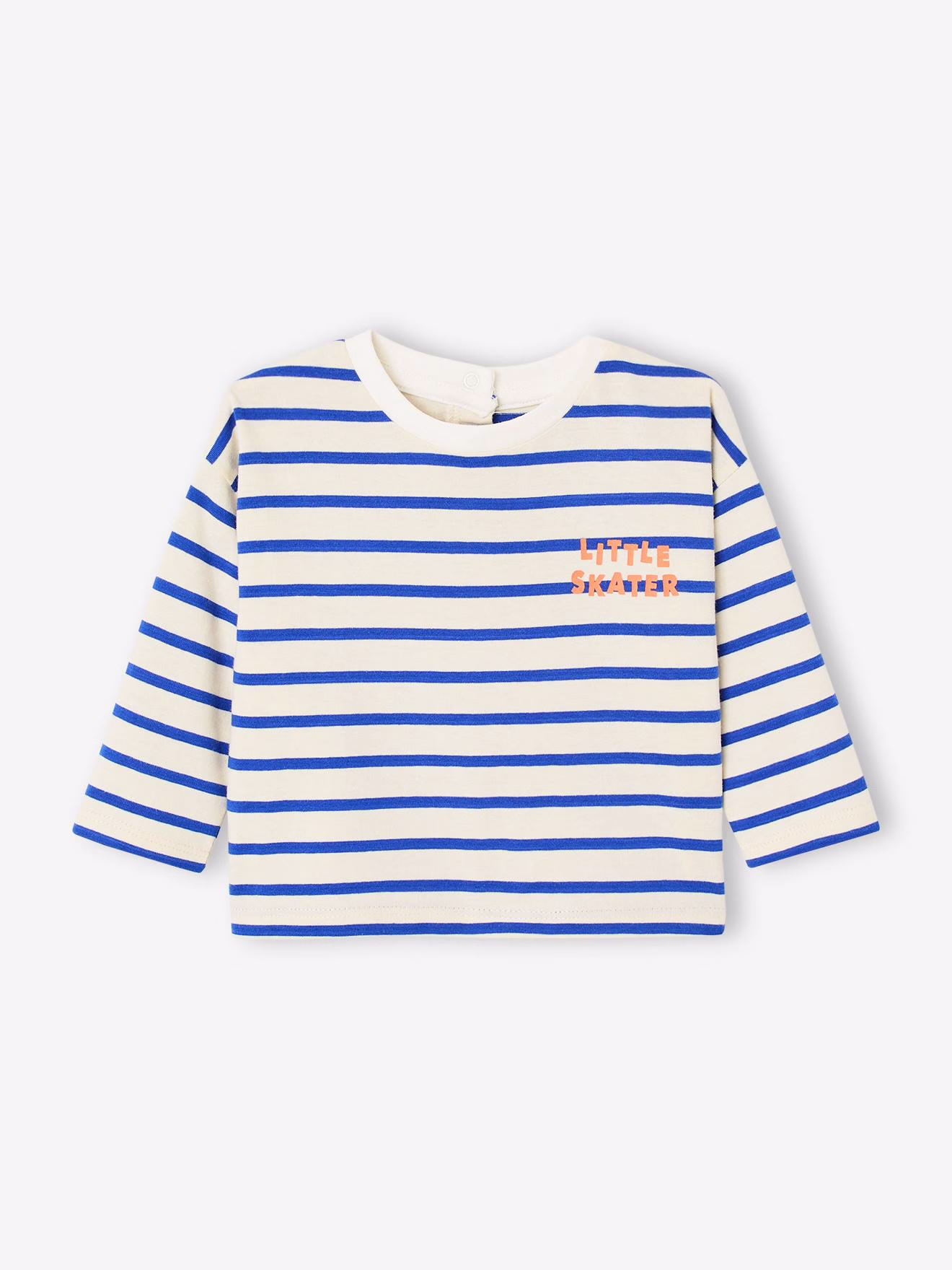 Bild von Bio-Kollektion: Gestreiftes Baby Shirt mit Druckknöpfen hinten elektrisch