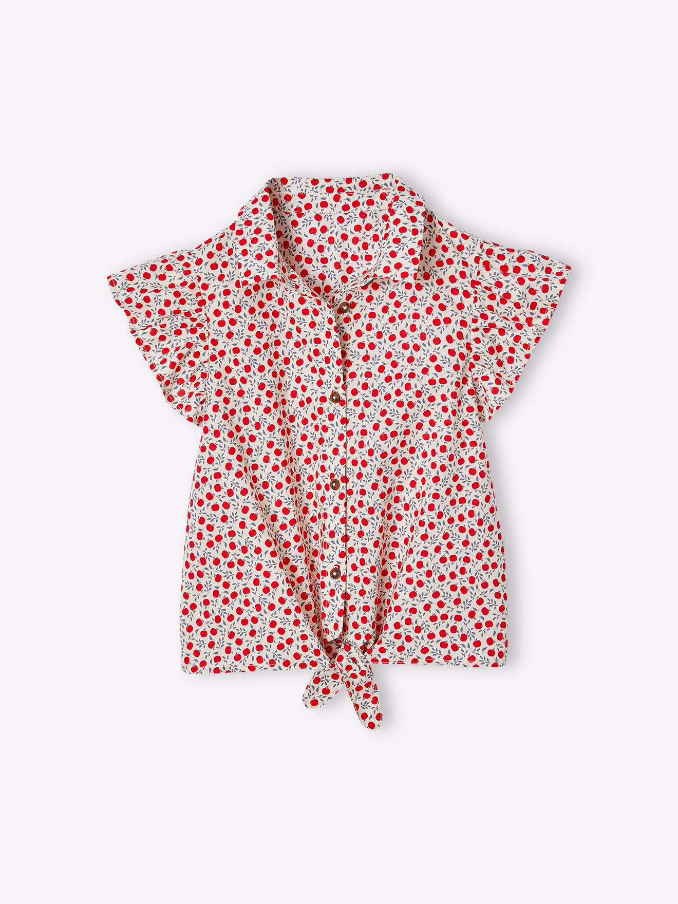 Bild von Mädchen Musselinbluse zum Binden vanille