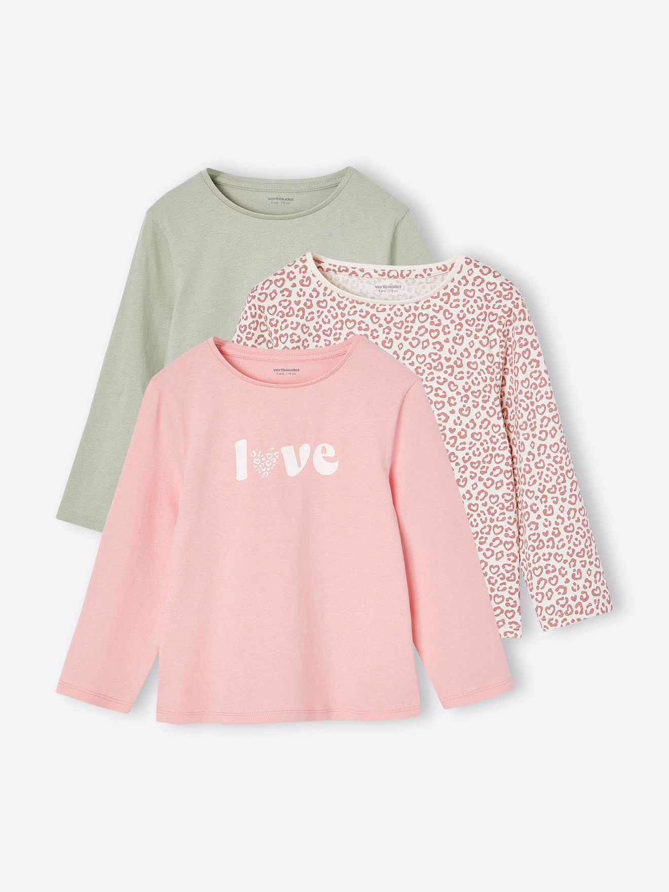 Bild von 3er-Pack Mädchen Shirts mit Print BASIC OEKO-TEX® salbei