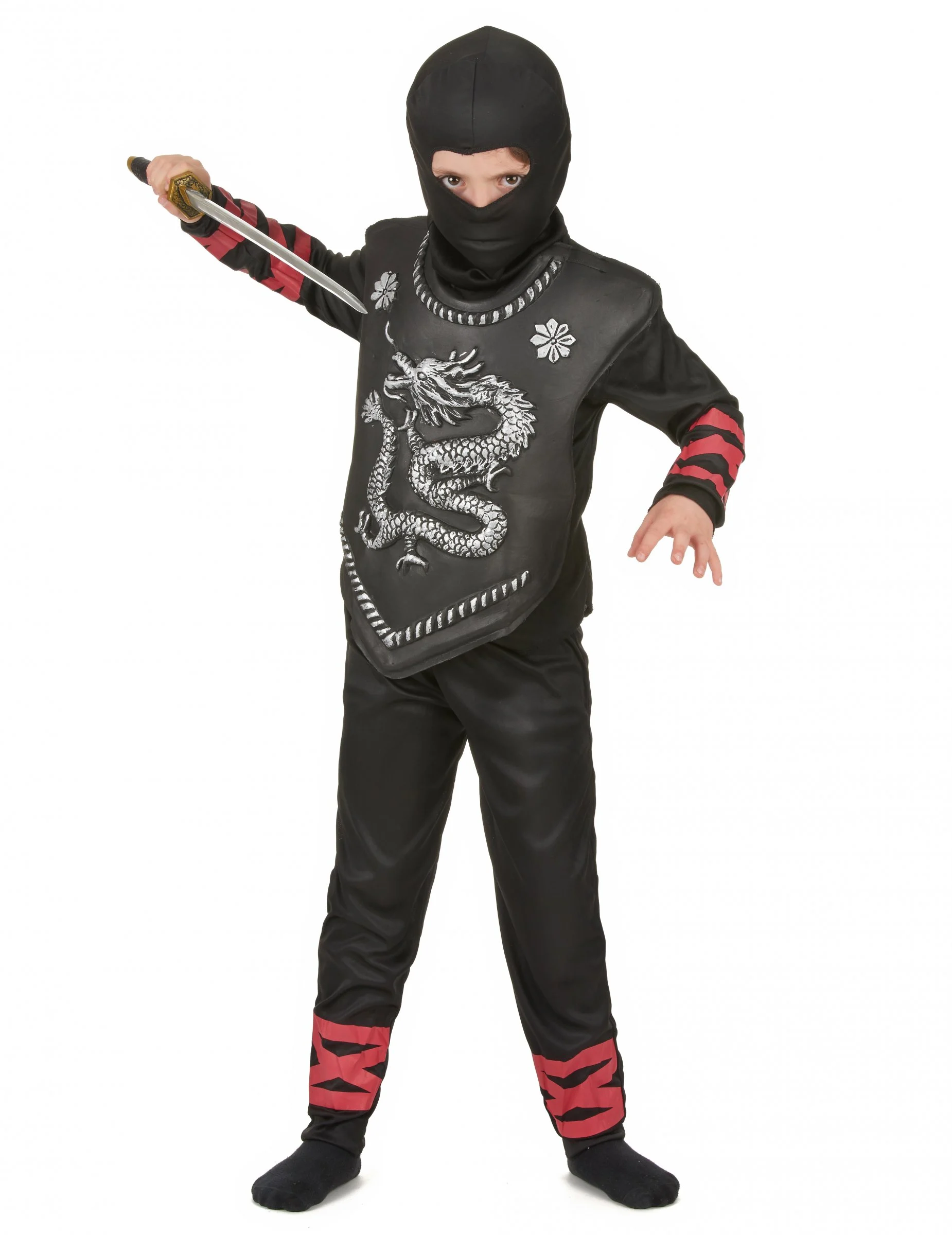 Bild von Kostüm eines Japanischen Ninja-Kämpfers mit Drachenemblem für Jungs