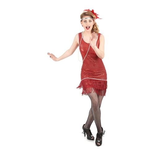 Bild von Charleston Damen-Kostüm rot, DEGUISE TOI Charlestonkostüm Damen mit Pailletten rot - Rot