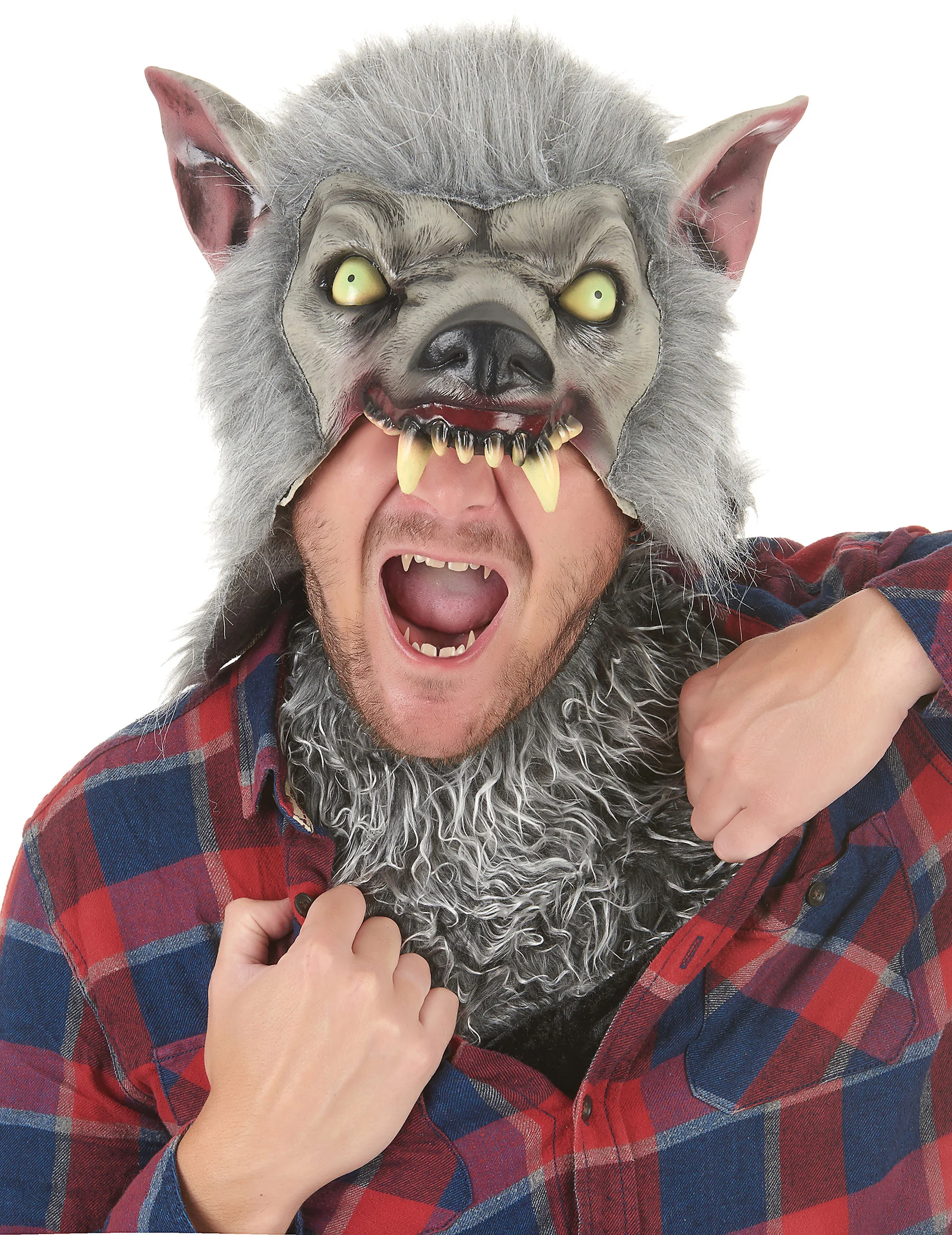 Bild von Schaurige Werwolf-Maske Halloween grau