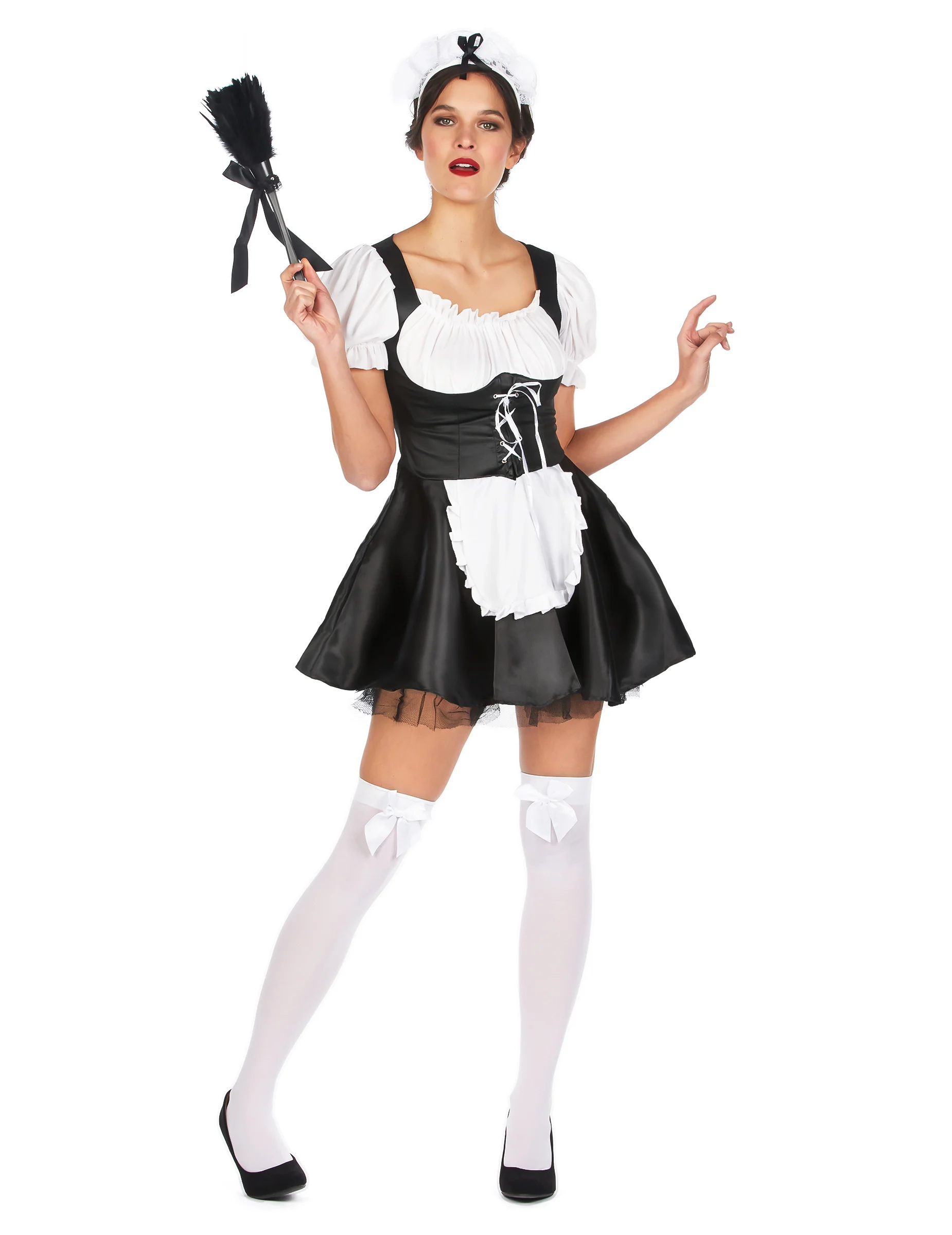 Bild von Uniform Dienstmädchen Kostüm für Damen schwarz/weiss M / L