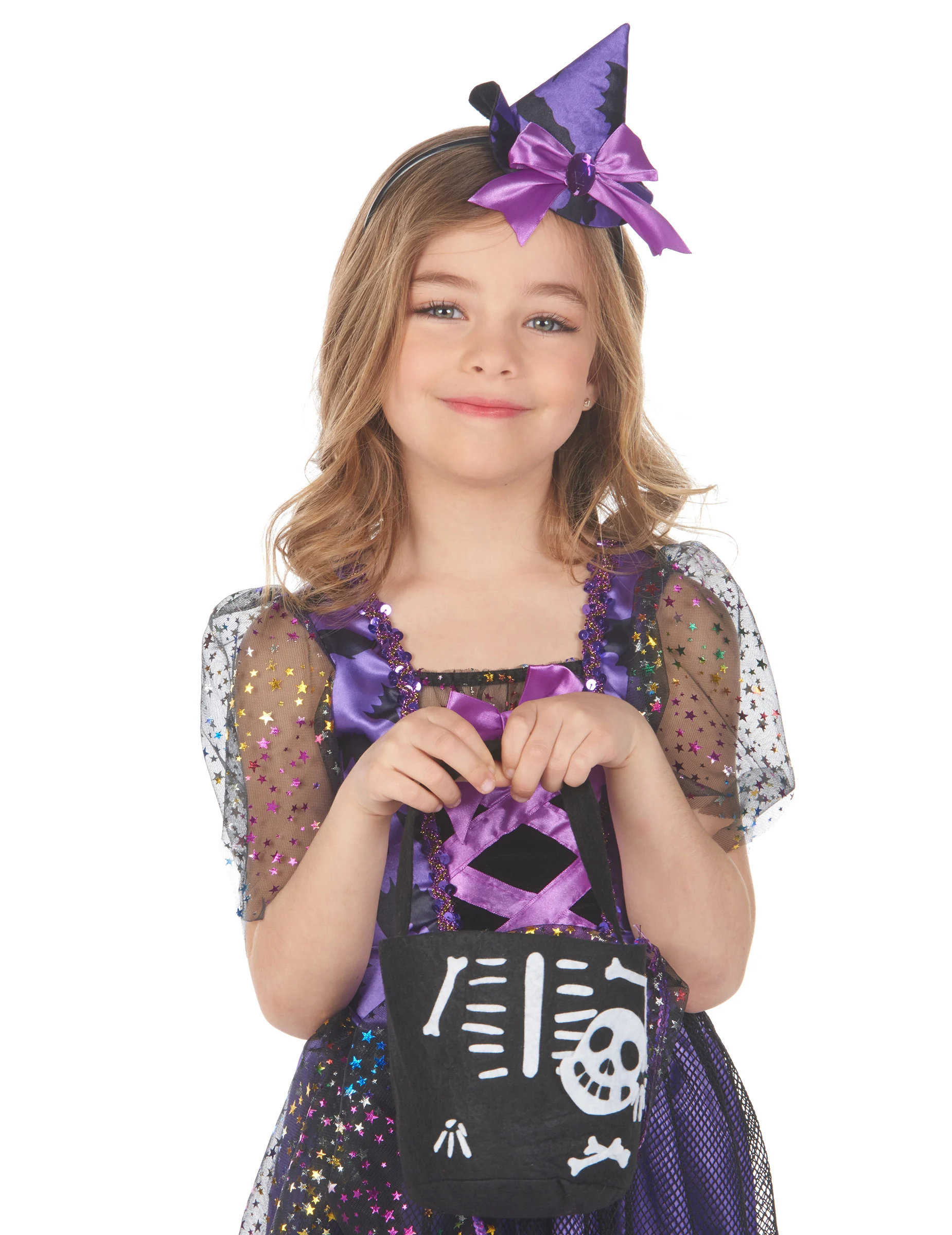 Bild von Skelett-Beutel Halloween-Tasche für Kinder schwarz-weiss
