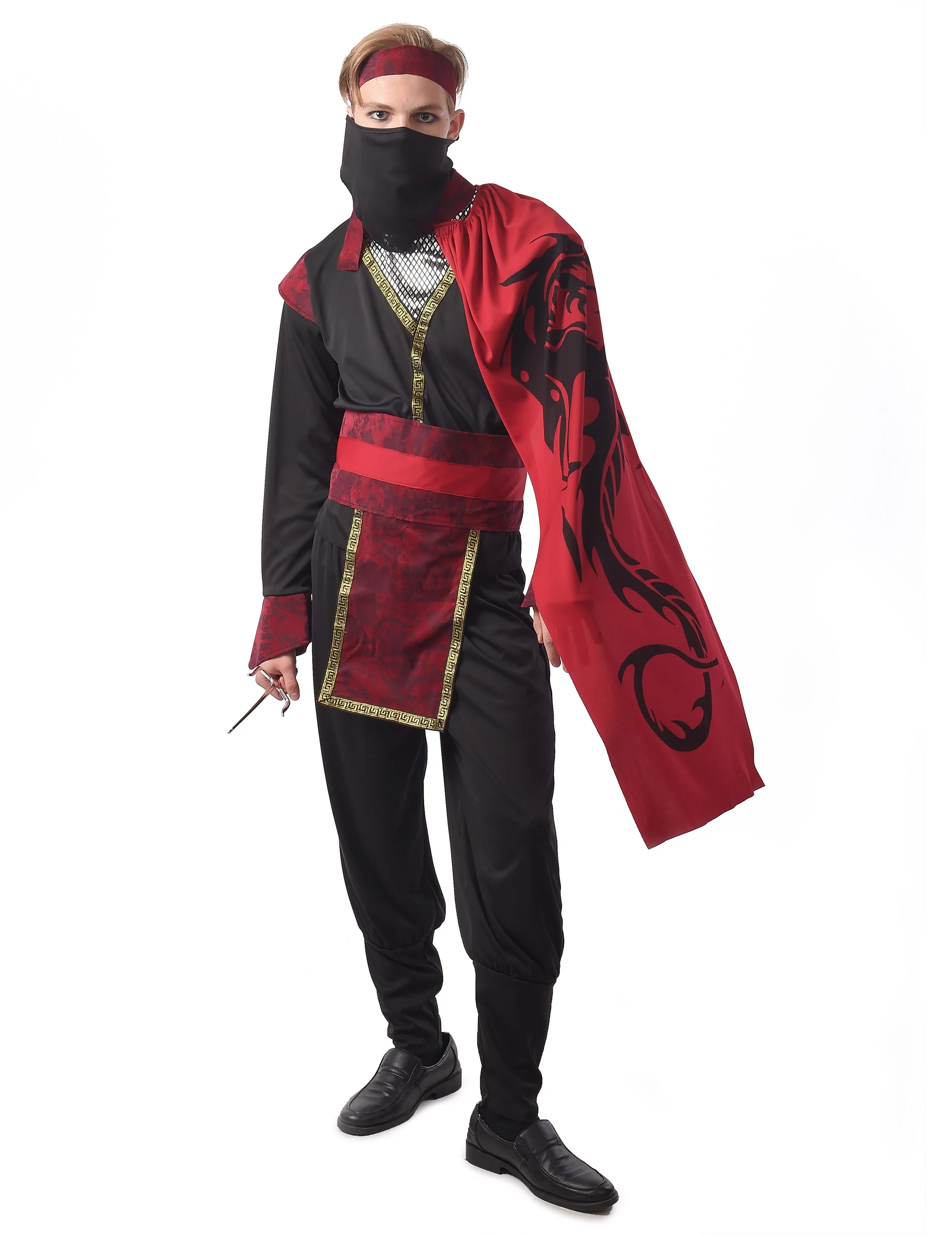 Bild von Ninja-Kostüm für Herren Yakusa Faschingskostüm rot-schwarz