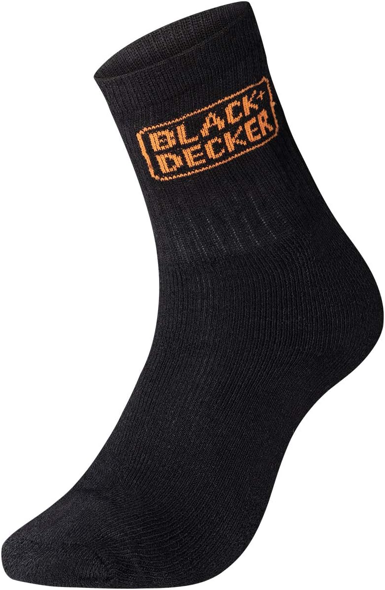 Bild von Black+Decker Herren Socken Heavy Fabric Crew 10er Pack Unisex Work Sport Arbeitssocken 39-42 43-46 47-49 50-52 Verstärkte Baumwolle Schwarz, Größe:39-42, Farbe:5 Paar Black/Black & 5 Paar Grey/Black