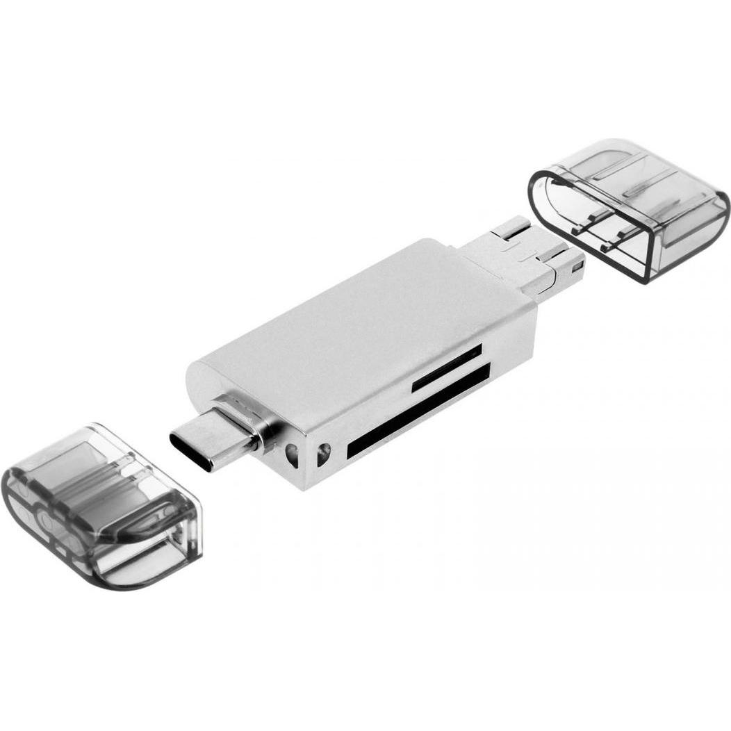 Bild von Akashi ALTSDREADER3IN1 (Micro USB, USB-C, USB), Speicherkartenlesegerät, Grau