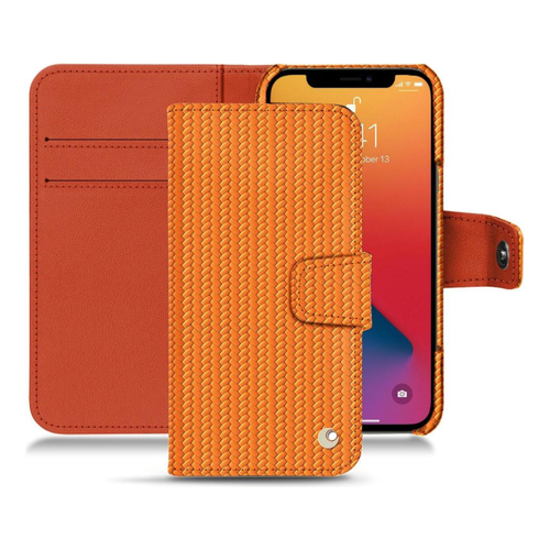 Bild von Noreve Lederschutzhülle Wallet für iPhone 13 Pro – Elegante Smartphone Hülle in Orange