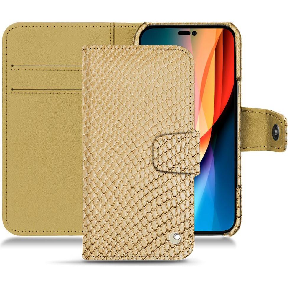 Bild von Noreve Lederschutzhülle Wallet (Apple iPhone 14 Pro), Smartphone Hülle, Beige