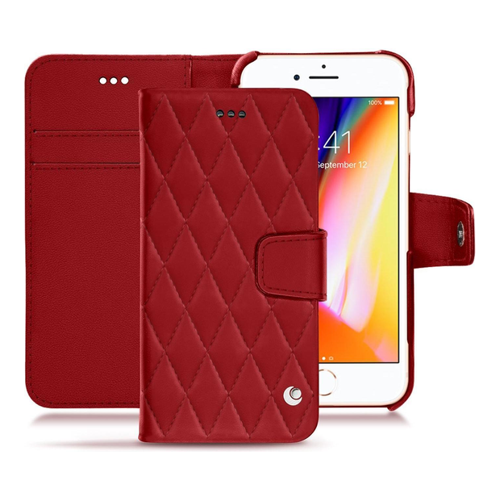 Bild von Noreve Lederschutzhülle Wallet für iPhone 8 - Elegante Smartphone Hülle in Rot