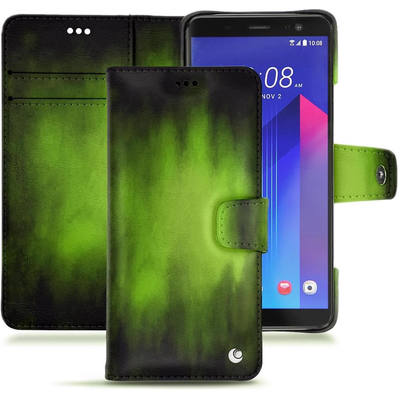 Bild von Noreve Lederschutzhülle Wallet (HTC U11+), Smartphone Hülle, Grün