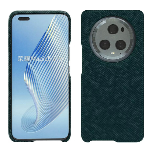 Bild von Noreve Lederschutzhülle für Honor Magic5 Pro – Eleganz und Schutz in Grün