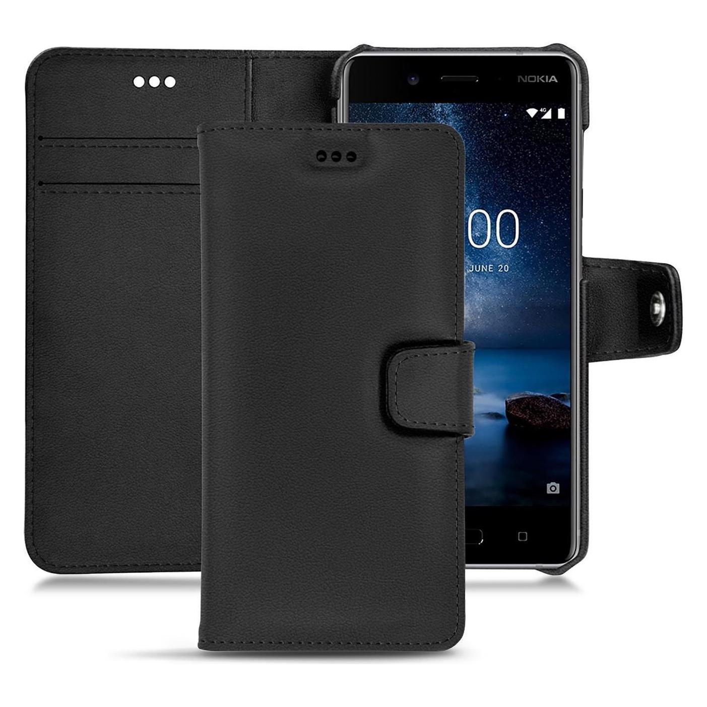 Bild von Noreve Lederschutzhülle Wallet (Nokia 8), Smartphone Hülle, Schwarz