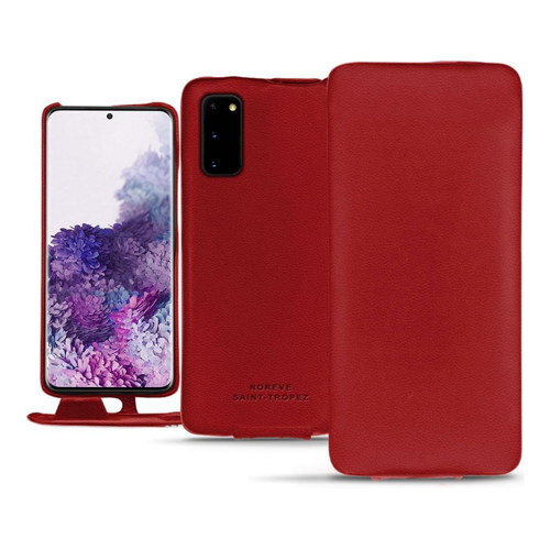 Bild von Noreve Lederschutzhülle vertikal für Galaxy S20 - Elegante Smartphone Hülle in Rot