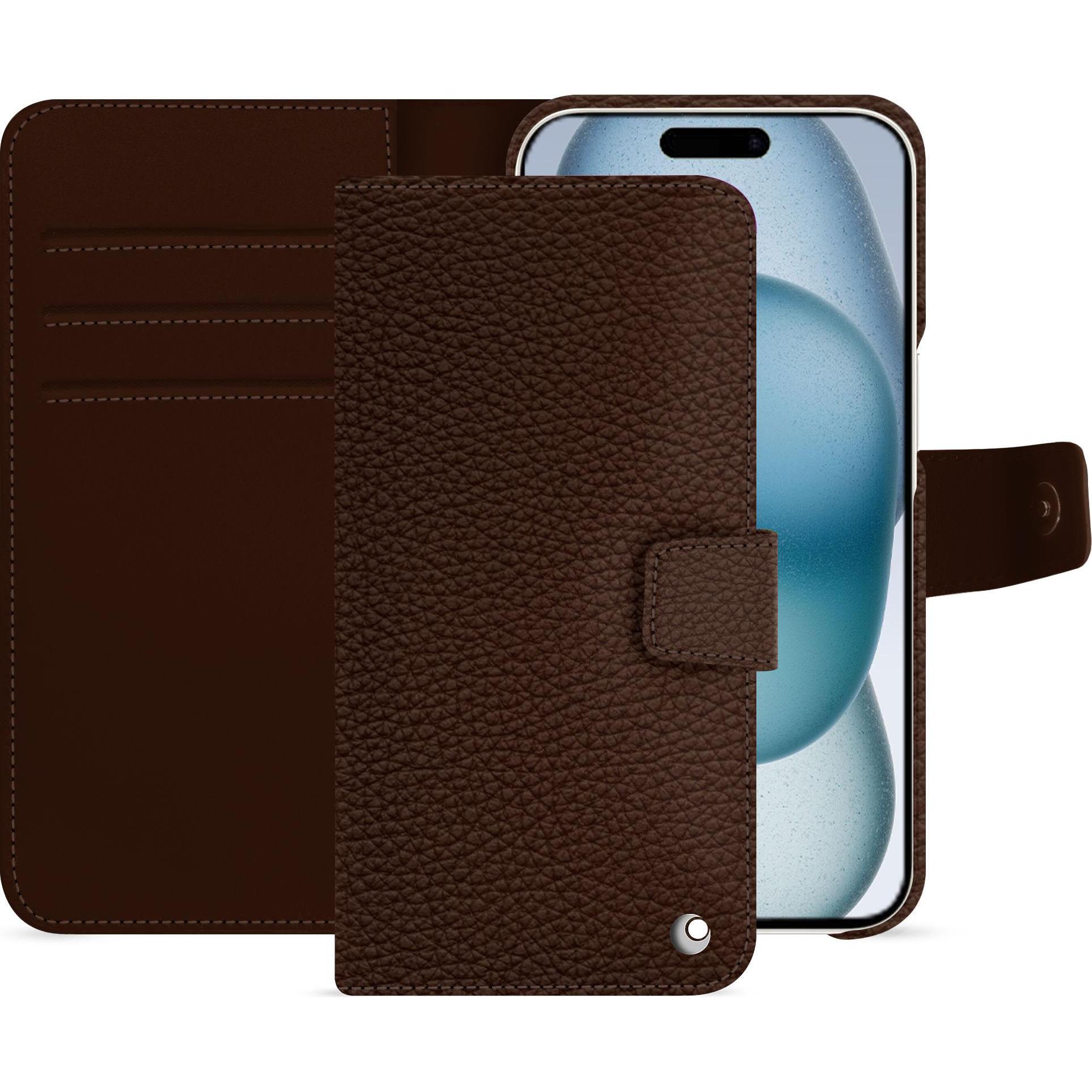 Bild von Noreve Lederschutzhülle Apple iPhone 15 (Apple iPhone 15), Smartphone Hülle, Braun