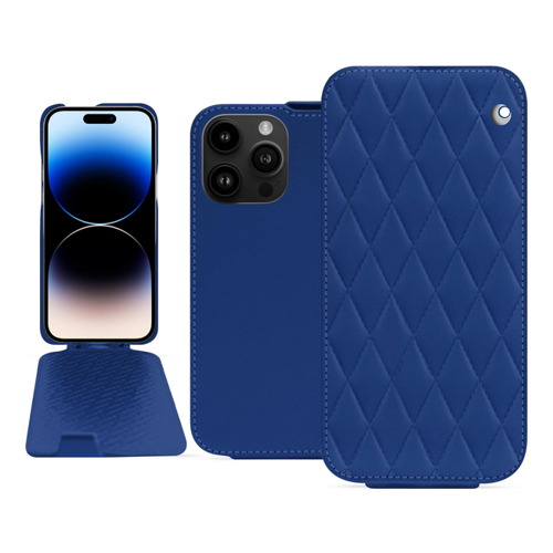 Bild von Noreve Lederschutzhülle vertikal für iPhone 15 Pro Max - Elegante Smartphone Hülle in Blau