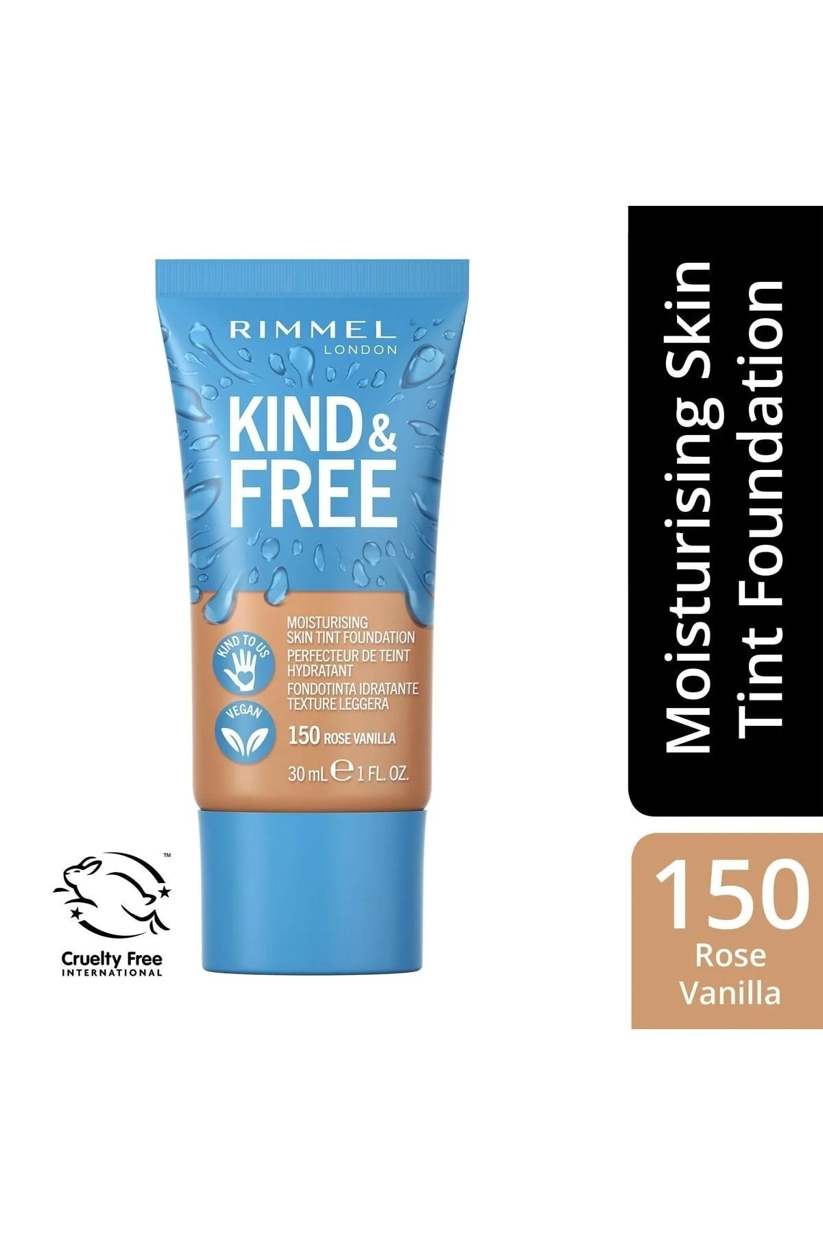 Bild von Rimmel Kind and Free Skin Tint Moisturising Foundation 30ml (Various Shades) - Rose Vanilla