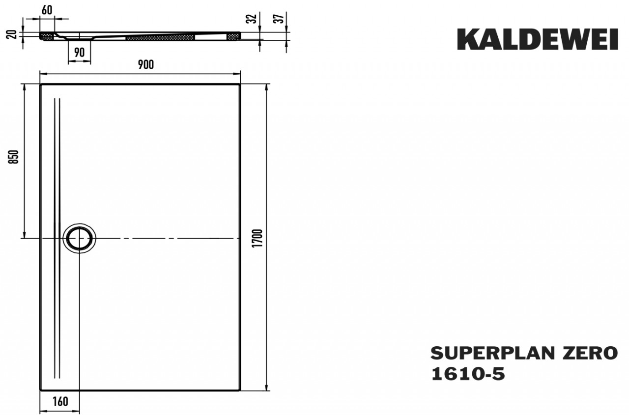Bild von Kaldewei Superplan Zero1xDuschfläche mit Wannenträger extraflachLänge 1700 mm x Breite 900 mmschwellenlos begehbar von drei Seitenbesonders wandnaher Ablauf und gleichmäßiges Gefälle für eine durchgehend ebene Standflächenahtlose Übergängeklare Kanteneinheitliche Optikgeringe Aufbauhöhe für leichten, bodenebenen EinbauZur Montage wird zusätzlich benötigt (separat zu bestellen):Schnittschutzbandemaillierter AblaufdeckelAblaufgarnitur inklusive Haarfangsieb