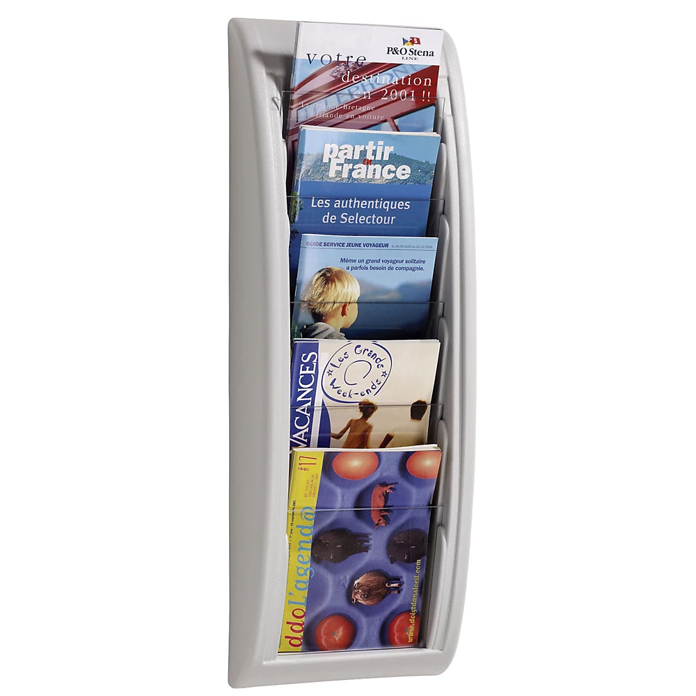 Bild von Paperflow Wand-Prospekthalter 5 Fächer A5 grau 22.7x65x9.5cm (4063.02)