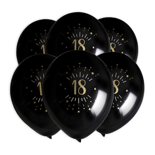 Bild von Luftballons "Zahl 18" in schwarz-gold – 8er Pack