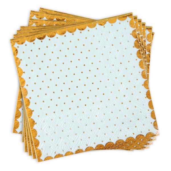 Bild von Papierservietten in hellblau mit Goldrand, 20er Pack, 25cm x 25cm