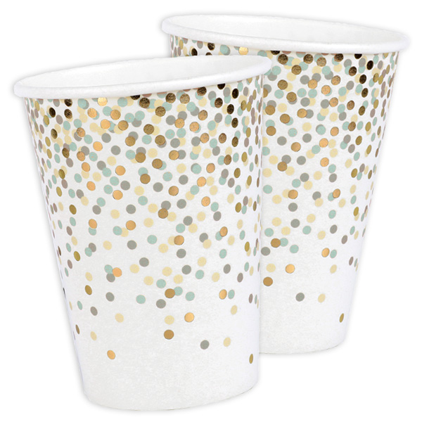 Bild von Pappbecher mit Punkten in grün und gold, 10er Pack