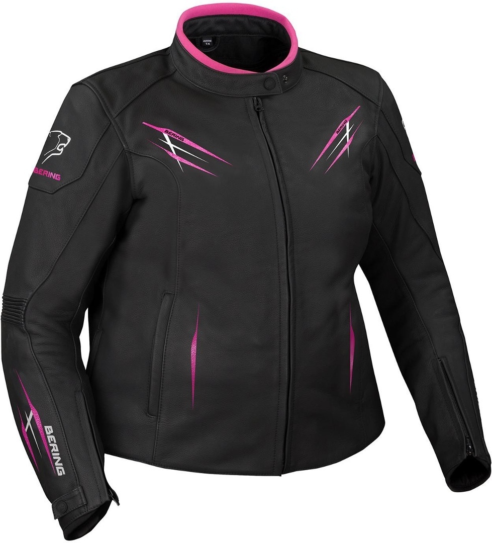 Bild von Bering Brutalia Übergröße Damen Motorrad Lederjacke, schwarz-weiss-pink, Größe 44
