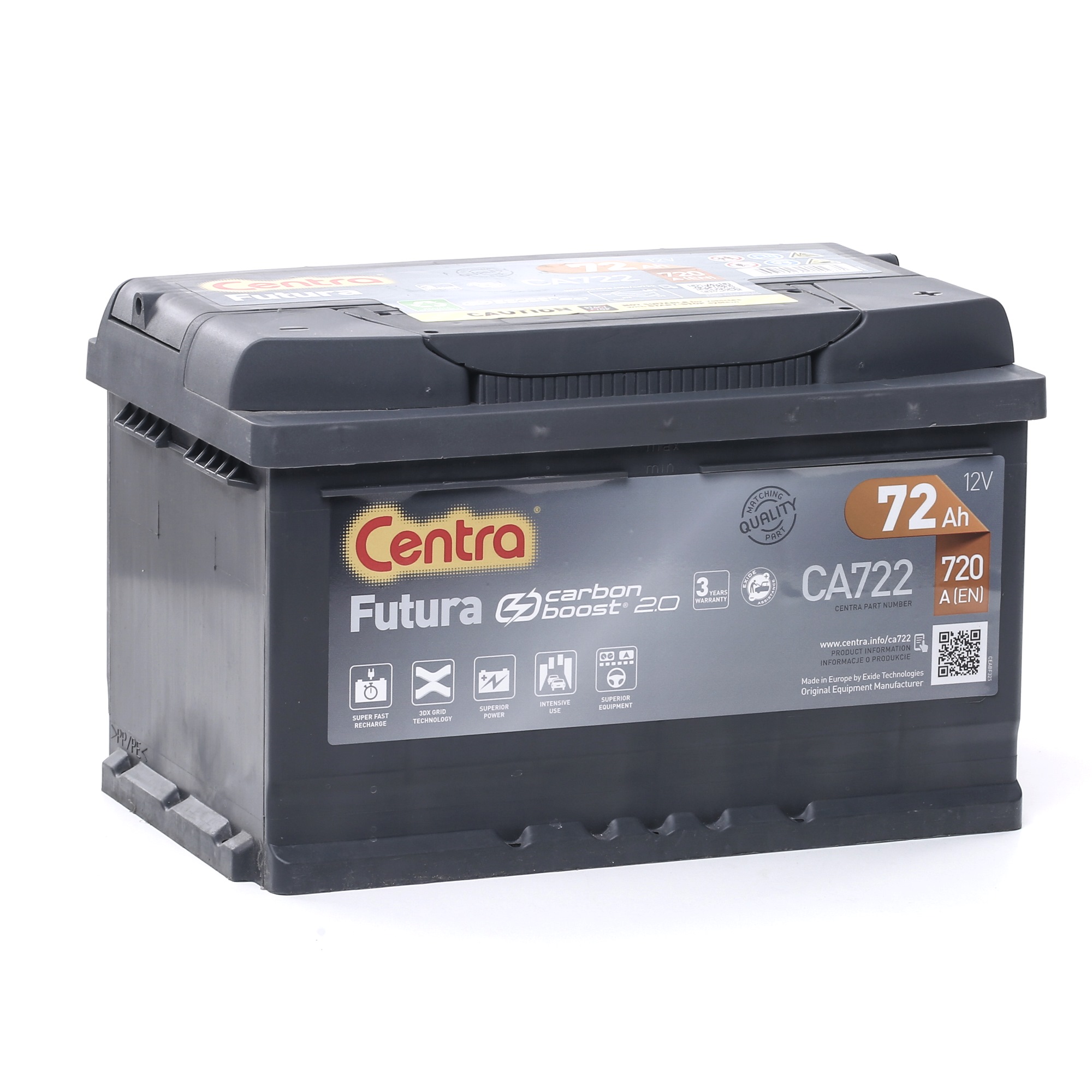 Bild von CENTRA Futura CA722 Batterie 12V 72Ah 720A B13 FORD: FOCUS 3, Galaxy Mk3 MPV, Tourneo Custom V362 Minibus, OPEL: Insignia A Sports Tourer
