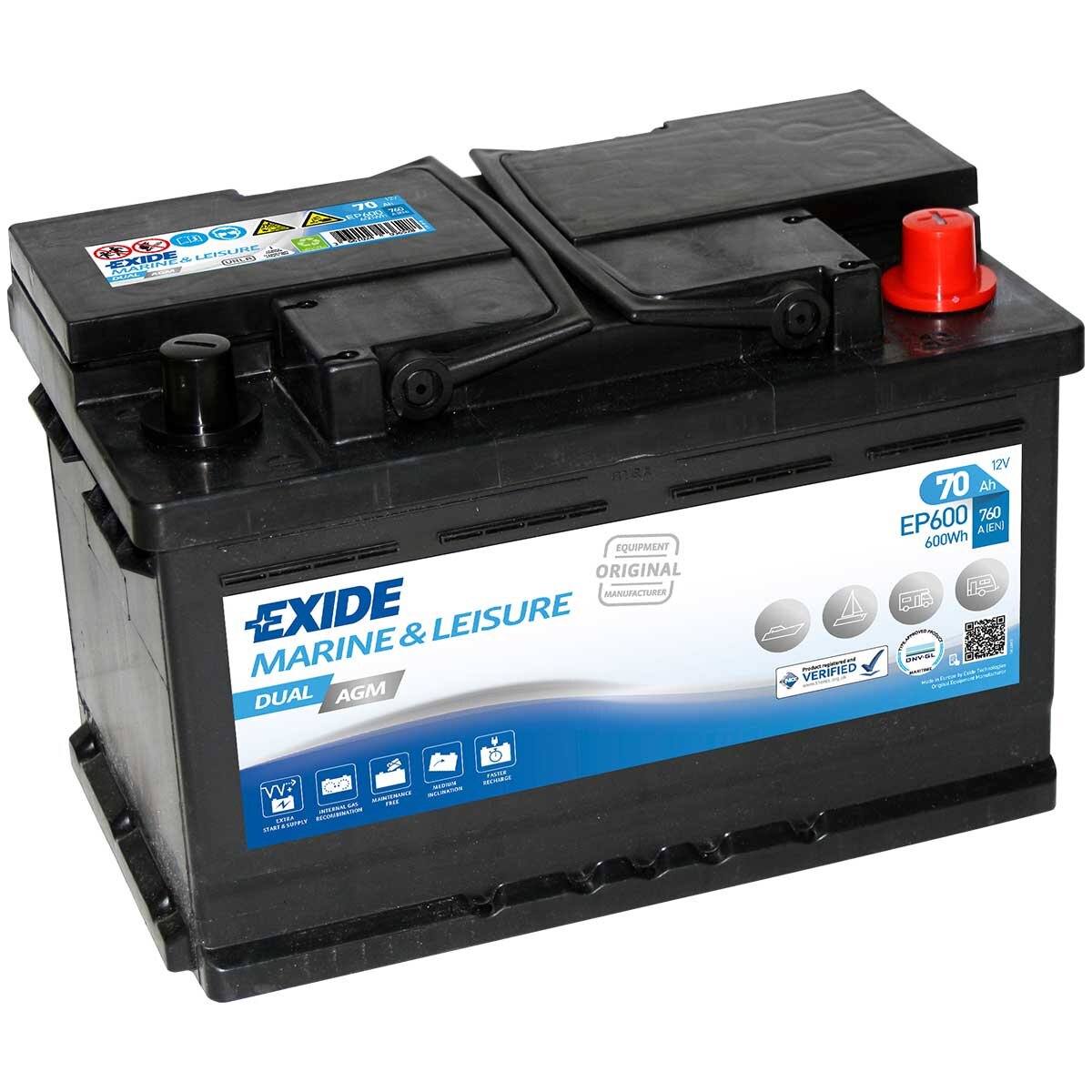 Bild von EXIDE DUAL AGM EP600 Batterie 12V 70Ah 760A B13 VOLKSWAGEN: Golf 7, Touareg II, Sharan II, MERCEDES-BENZ: S-Class Saloon, C-Class T-modell, GLA