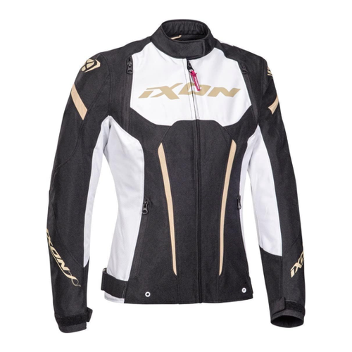 Bild von IXON Striker Damen Motorrad Textiljacke in Schwarz/Weiß/Gold