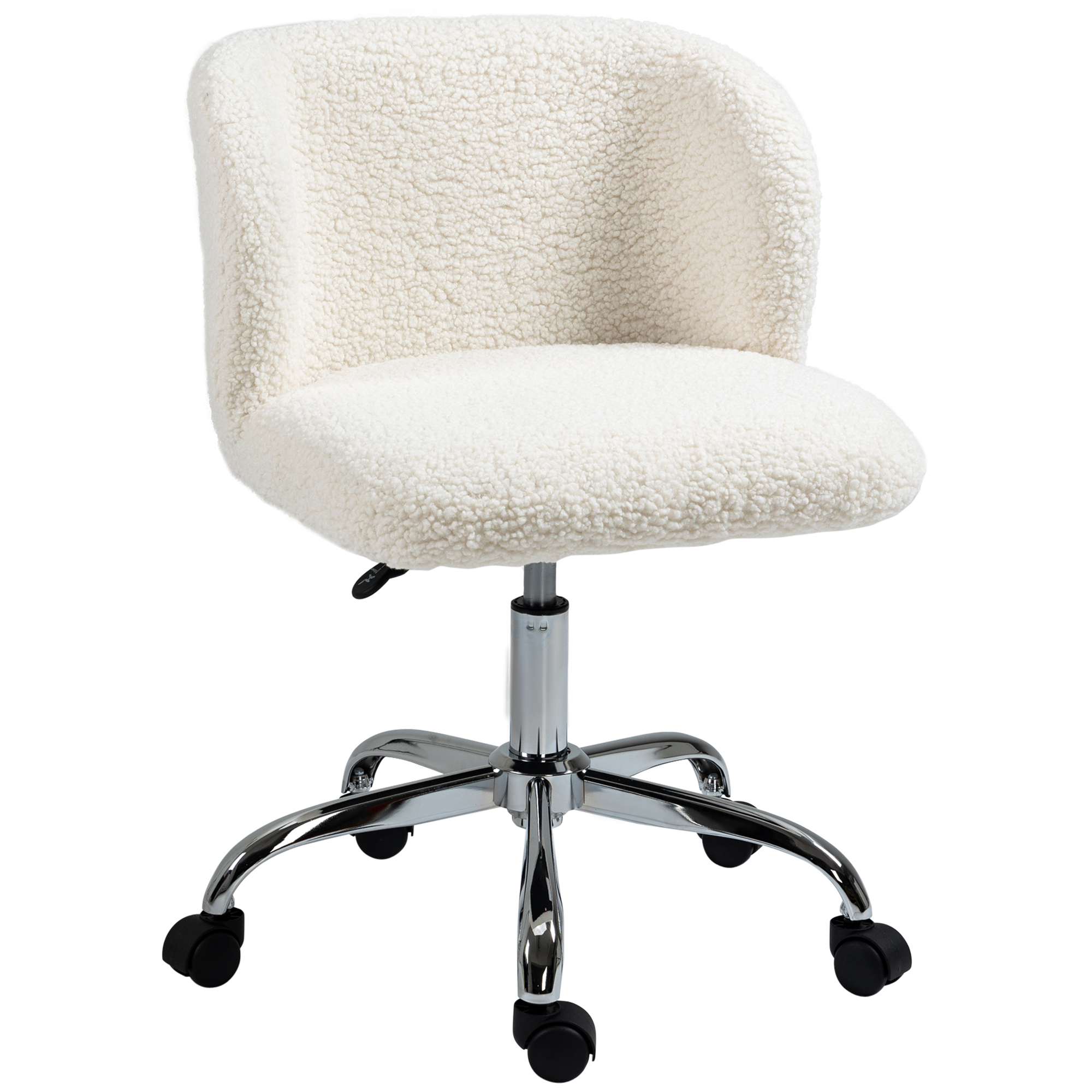 Bild von HOMCOM Bürostuhl Design - Höhenverstellbar, 360° drehbar - verchromtes Stahlgestell Bouclé-Wollüberzug   Aosom
