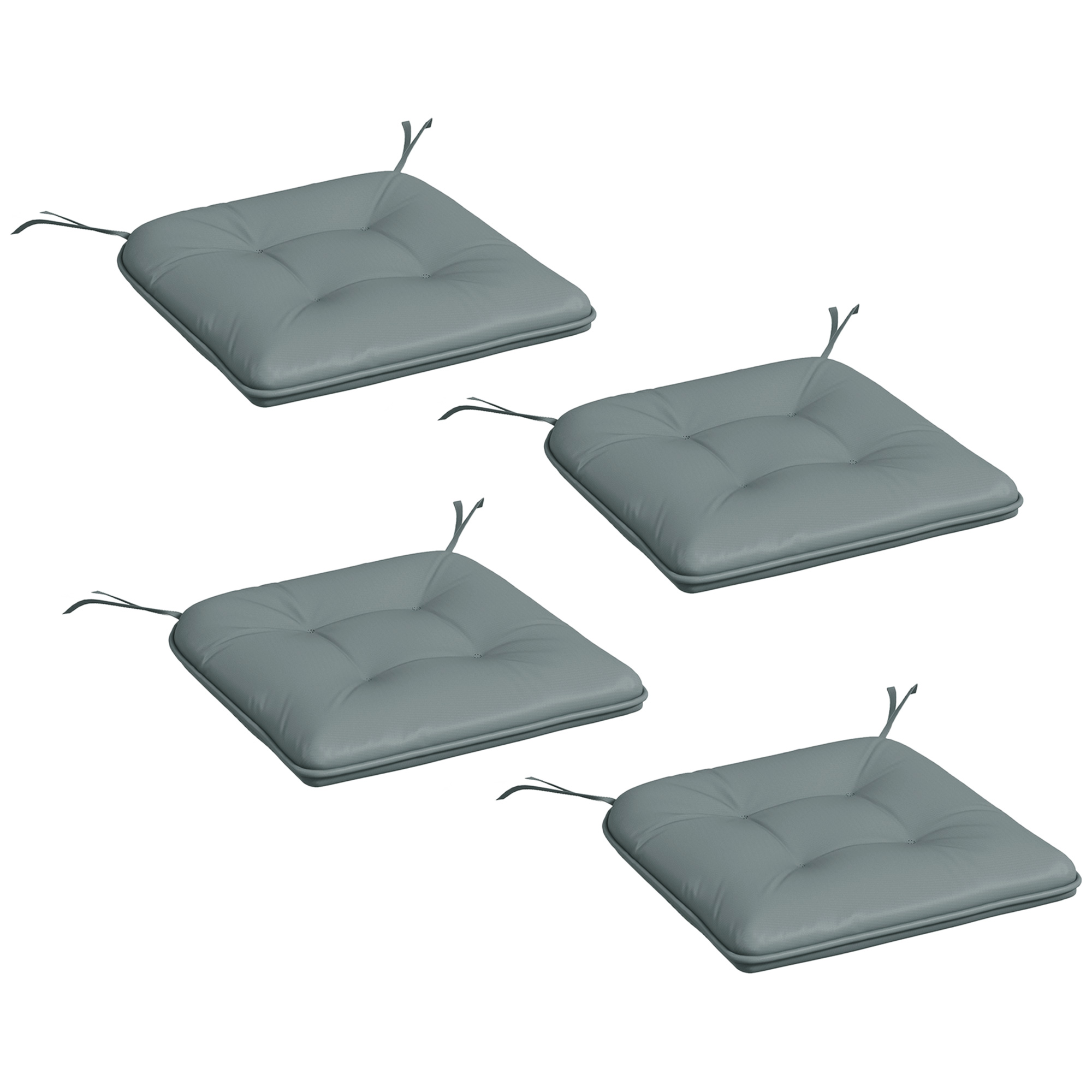 Bild von Outsunny Set mit 4 Gartenstuhlkissen gestepptes Kissen Gartenstuhl Sitzkissen Füllung 4 cm Polyesterbezug dim. 43L x 41B cm Grau   Aosom