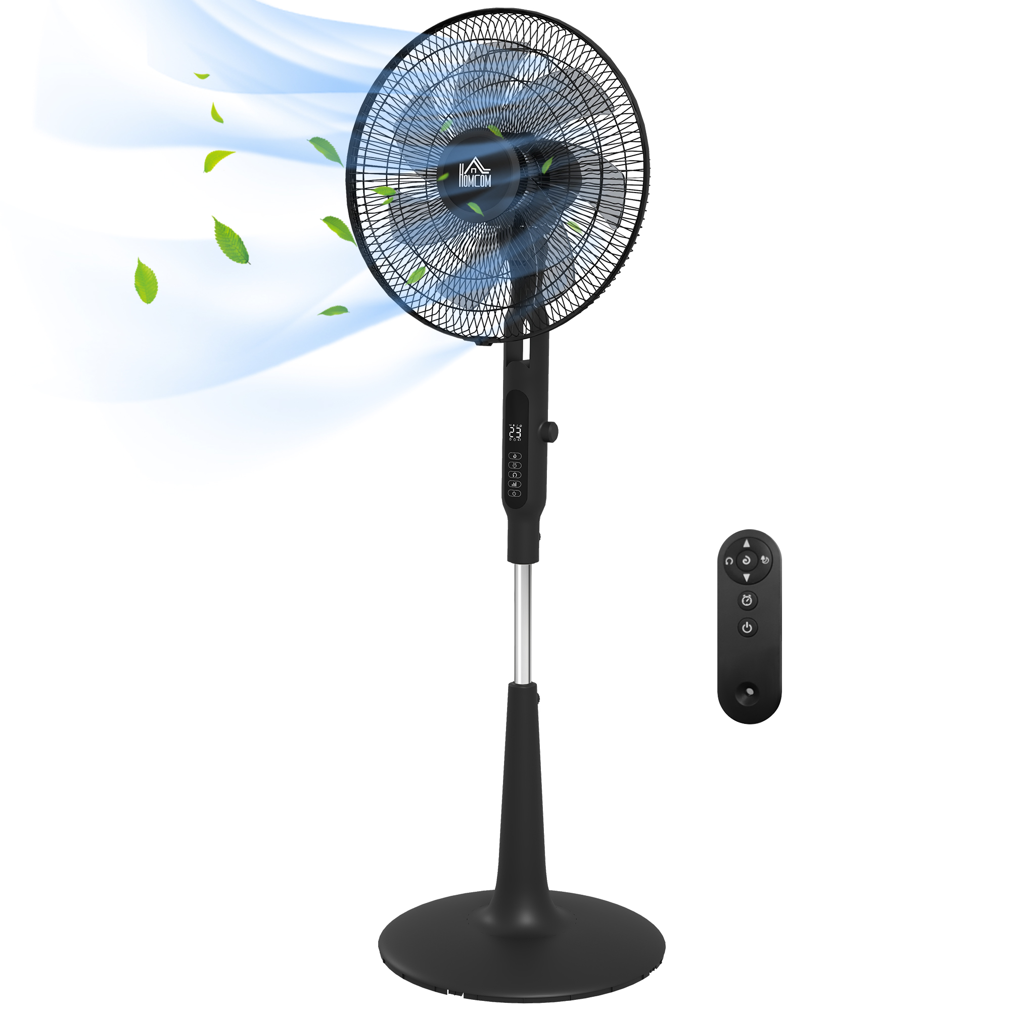 Bild von HOMCOM Standventilator Ø 42cm 40W leise Fernbedienung Timer 3 Modi 28 Geschwindigkeiten, Mückenschutzfunktion, höhenverstellbar schwenkbar 75° schwarz   Aosom