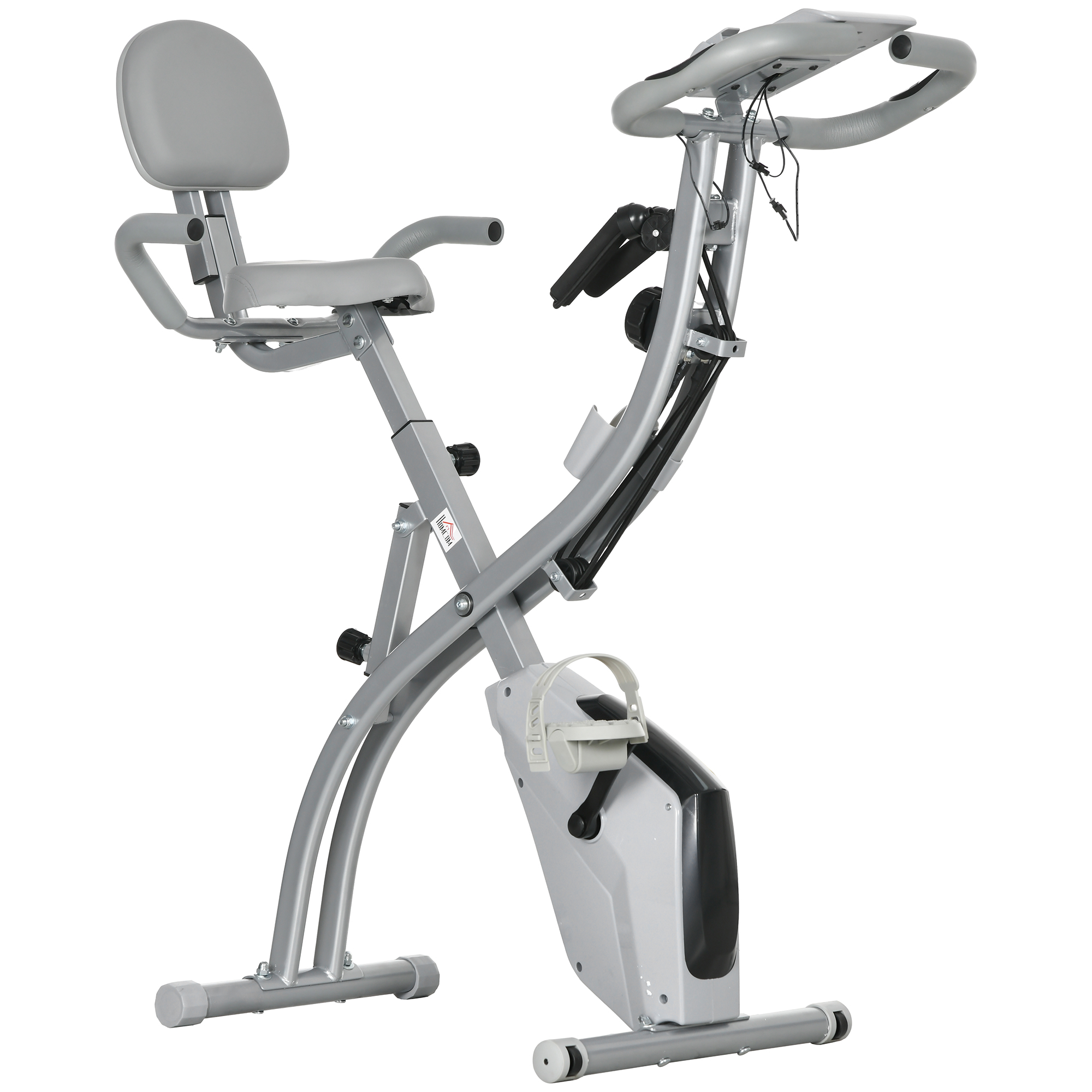 Bild von HOMCOM Faltbares Heimfahrrad, Trainingsfahrrad, Heimtrainer für Erwachsene, 8 Stufen magnetischer Widerstand, Handpulssensoren, multifunktionales LCD-Display, verstellbarer Sattel, Stahl, Silbergrau   Aosom