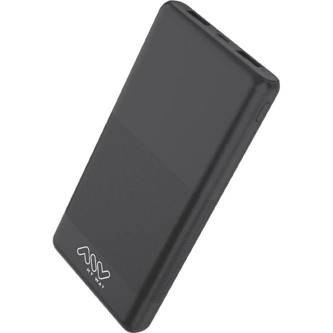 Bild von My Way MYWAY POWERBANK 2 USB 10 000mAh NOIR (10000 mAh, 10.50 W, 10 Wh), Powerbank, Schwarz
