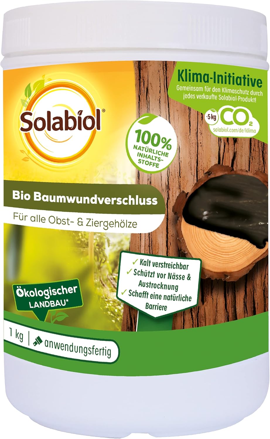 Bild von Solabiol Bio Baumwundverschluss, Wundverschluss bei Baumwunden und Rissen, für alle Obst- und Ziergehölze, 1 kg Dose