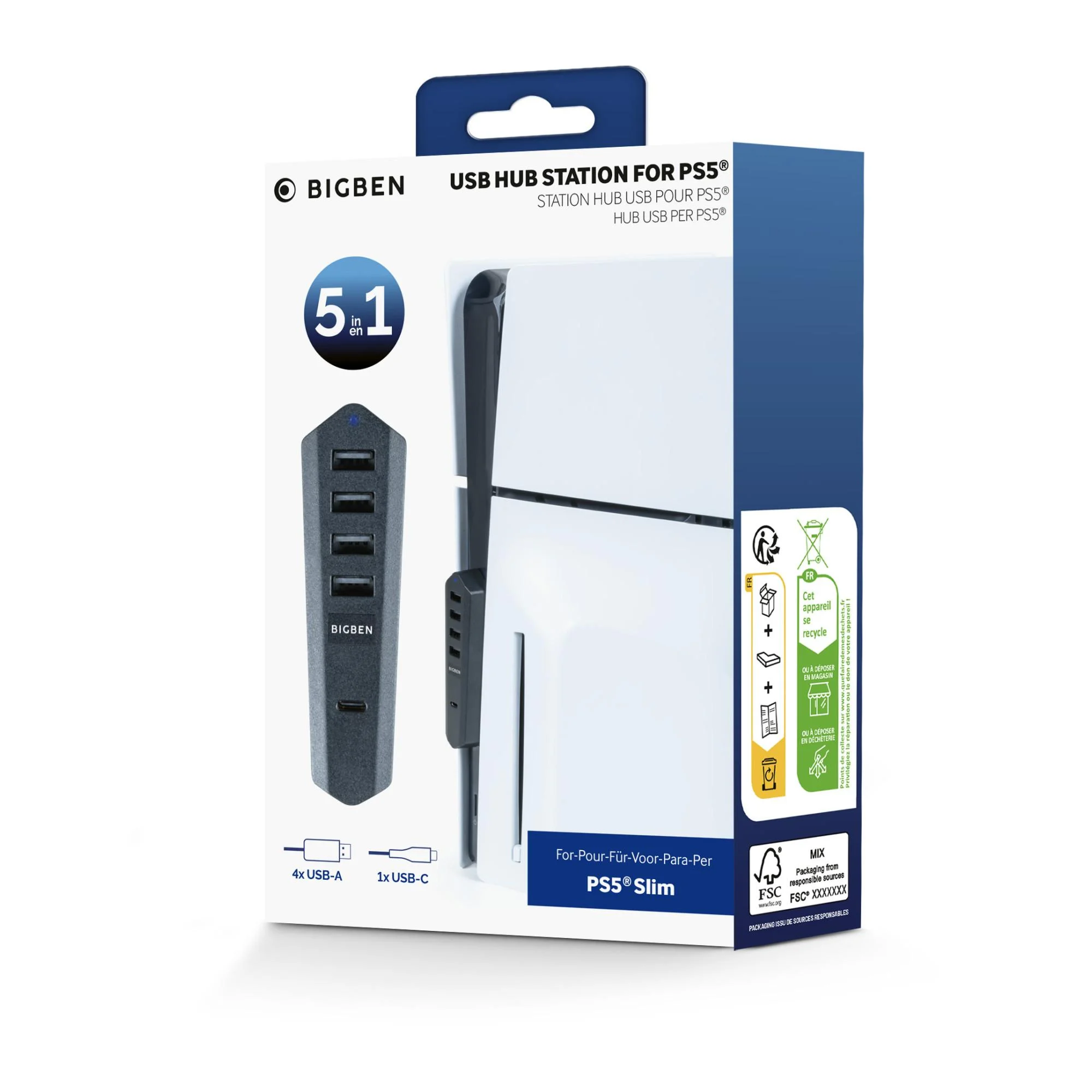 Bild von Bigben USB-HUB PS5 Slim (PS5), Gaming Controller Zubehör, Schwarz