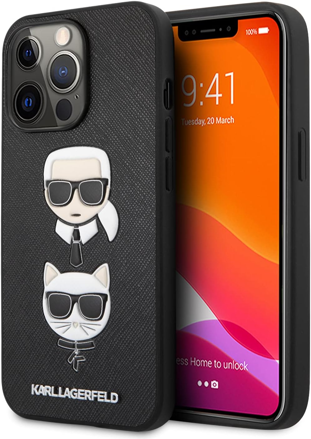 Bild von KARL LAGERFELD Apple iPhone 13 Pro Karl and Cat Head Hard Case Cover Schutzhülle Schwarz, KLHCP13LSAKICKCBK