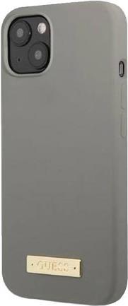Bild von Guess GUHMP13SSPLG iPhone 13 mini 5,4" szary/grey hard case Silicone Logo Plate MagSafe (Apple iPhone 13 mini), Smartphone Hülle, Grau