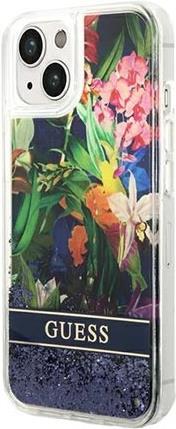 Bild von Guess GUHCP14SLFLSB iPhone 14 6,1" niebieski/blue hardcase Flower Liquid Glitter (Apple iPhone 14), Smartphone Hülle, Blau