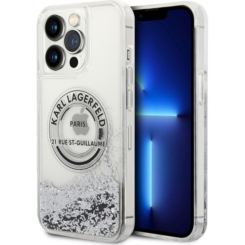 Bild von Karl Lagerfeld KLHCP14XLCRSGRS iPhone 14 Pro Max 6.7 "silver / silver hardcase Liquid Glitter RSG (Apple iPhone 14 Pro Max), Smartphone Hülle, Silber