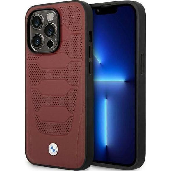 Bild von BMW Etui BMHMP14L22RPSR iPhone 14 Pro 6,1" burgundowy/burgundy Leather Seats Pattern MagSafe (Apple iPhone 14 Pro), Smartphone Hülle, Rot
