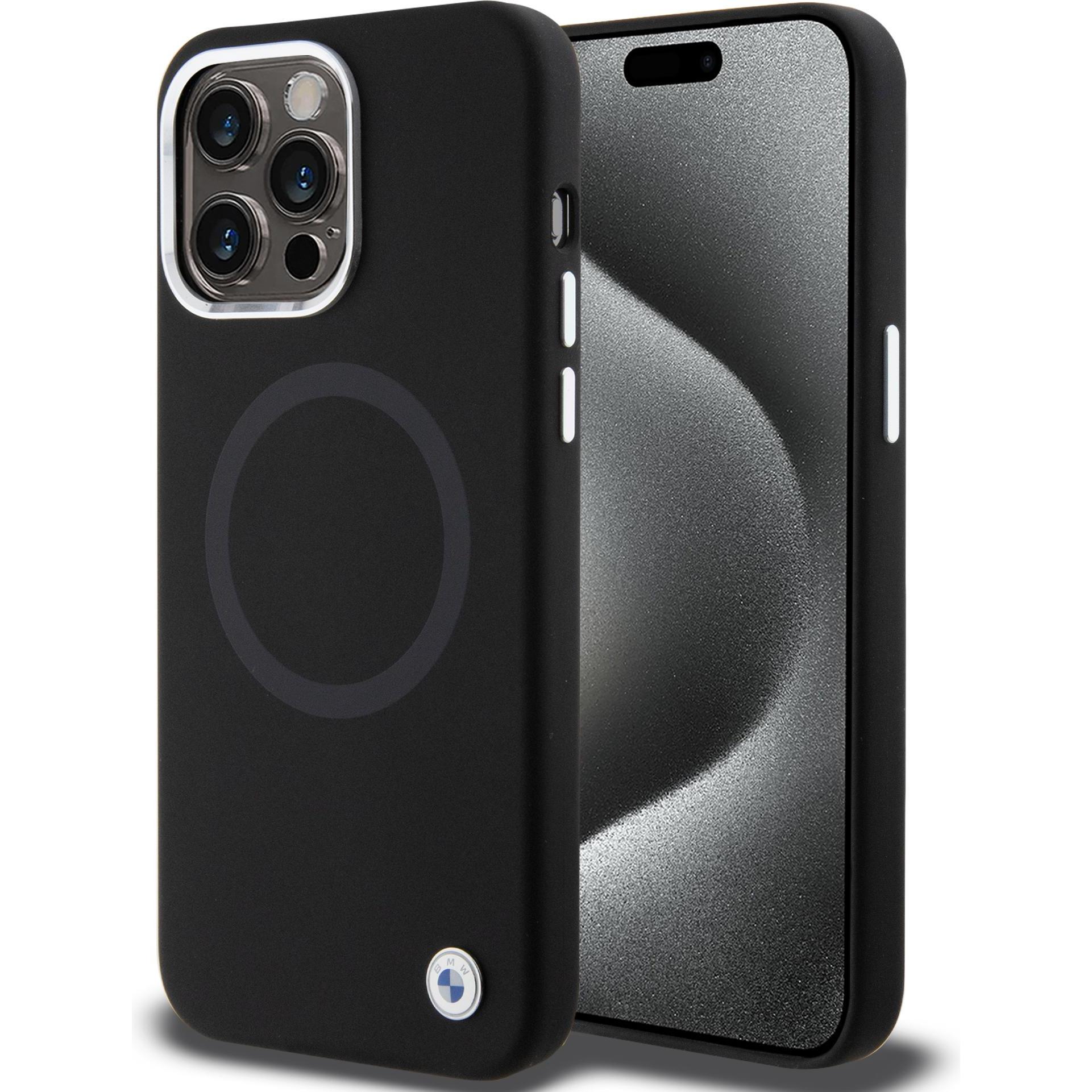 Bild von BMW BMHMP15XSILBK2 iPhone 15 Pro Max 6.7" czarny/black Signature Liquid Silicone MagSafe (Apple iPhone 15 Pro Max), Smartphone Hülle, Schwarz