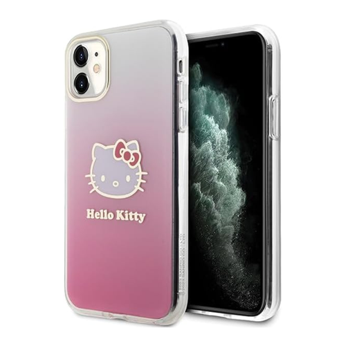 Bild von Hello Kitty HKHCN61HDGKEP iPhone 11 / Xr 6.1" Hülle - Pink Gradient Electrop Kitty Head