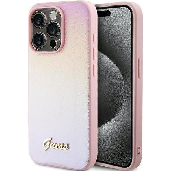 Bild von Guess GUHCP14XPSAIRSP iPhone 14 Pro Max 6.7" różowy/pink hardcase Saffiano Iridescent Script (Apple iPhone 14 Pro Max), Smartphone Hülle, Rosa
