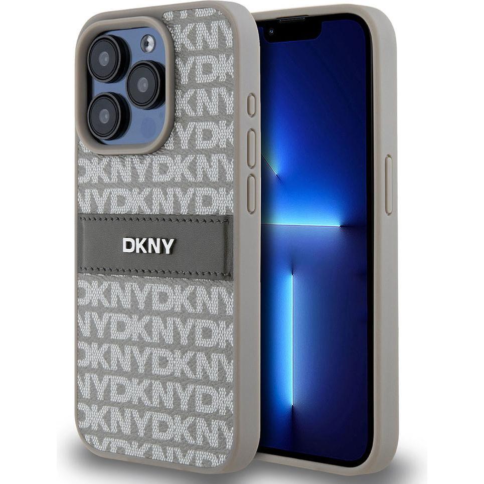 Bild von DKNY DKHCP14XPRTHSLE iPhone 14 Pro Max 6.7" beżowy/beige hardcase Leather Mono Stripe & Metal Logo (Apple iPhone 14 Pro Max), Smartphone Hülle, Grün