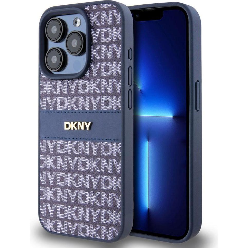 Bild von DKNY PU Leather Repeat Pattern Tonal Stripe Case for iPhone 15 Pro Blue (Apple iPhone 15 Pro), Smartphone Hülle, Violett