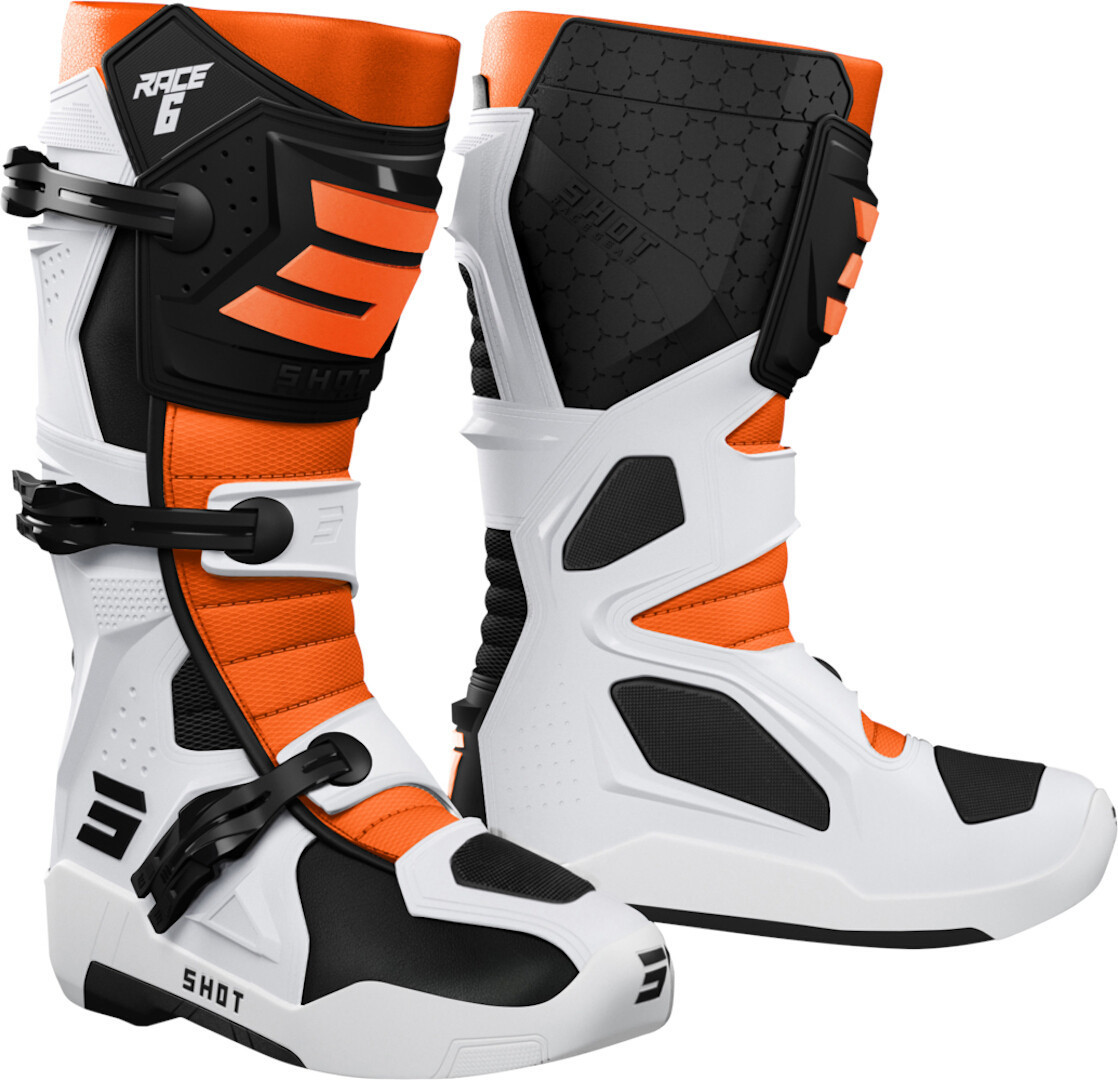 Bild von Shot Race 6 Motocross Stiefel, weiss-orange, Größe 49 für Männer