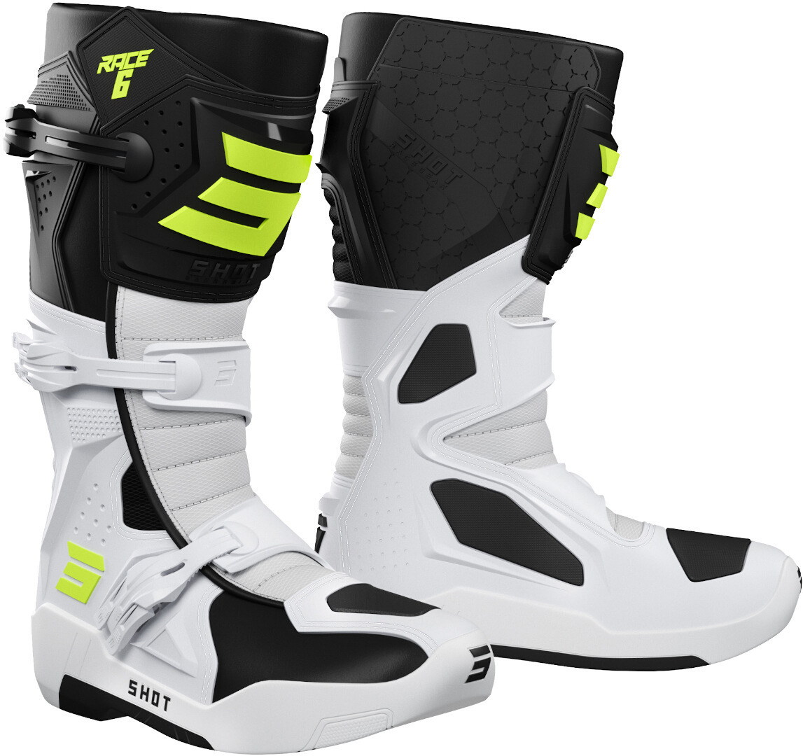 Bild von Shot Race 6 Motocross Stiefel, schwarz-weiss-gelb, Größe 44 für Männer