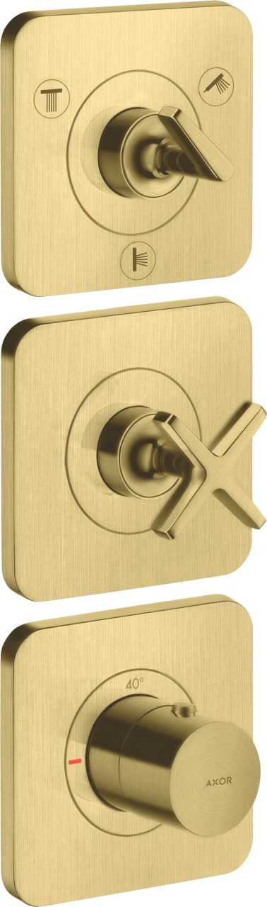 Bild von Kombination Highflow Thermostat mitAbsperrventil und Duo-Umstellventil zurAnsteuerung von 3 Verbrauchern3 Verbrauchergleichzeitige Nutzung von 3 VerbrauchernSicherheitssperre bei 40 °Temperaturbegrenzung einstellbarMaterial: MetallAnschlussgröße: DN20